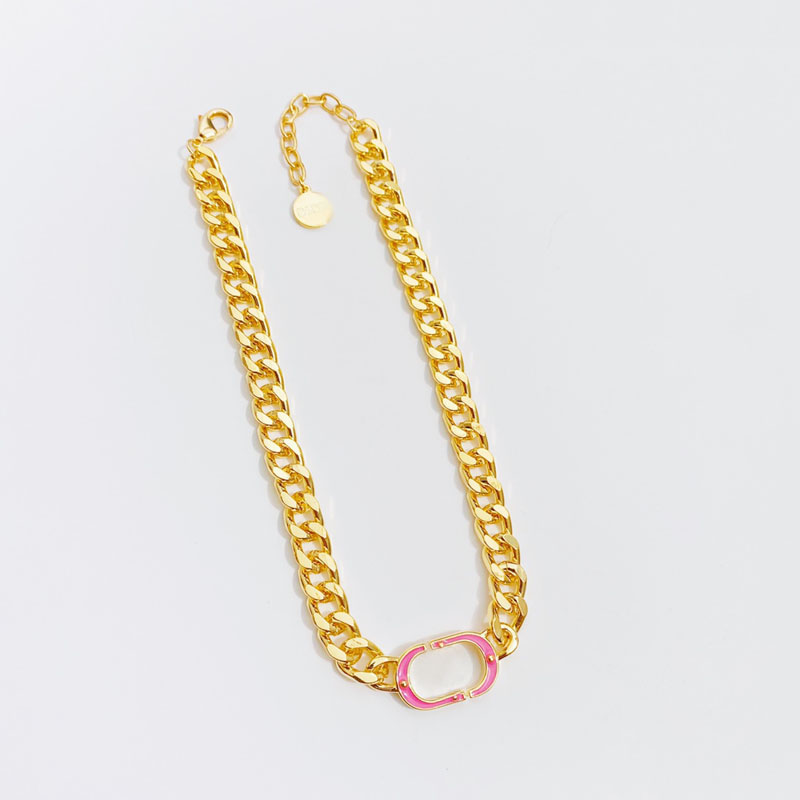 

D-Letter Necklaces Choker Chain Pendants Statement Fashion Womens 18K Gold Plated Brass Copper Necklace Wedding Jewelry Accessories B360