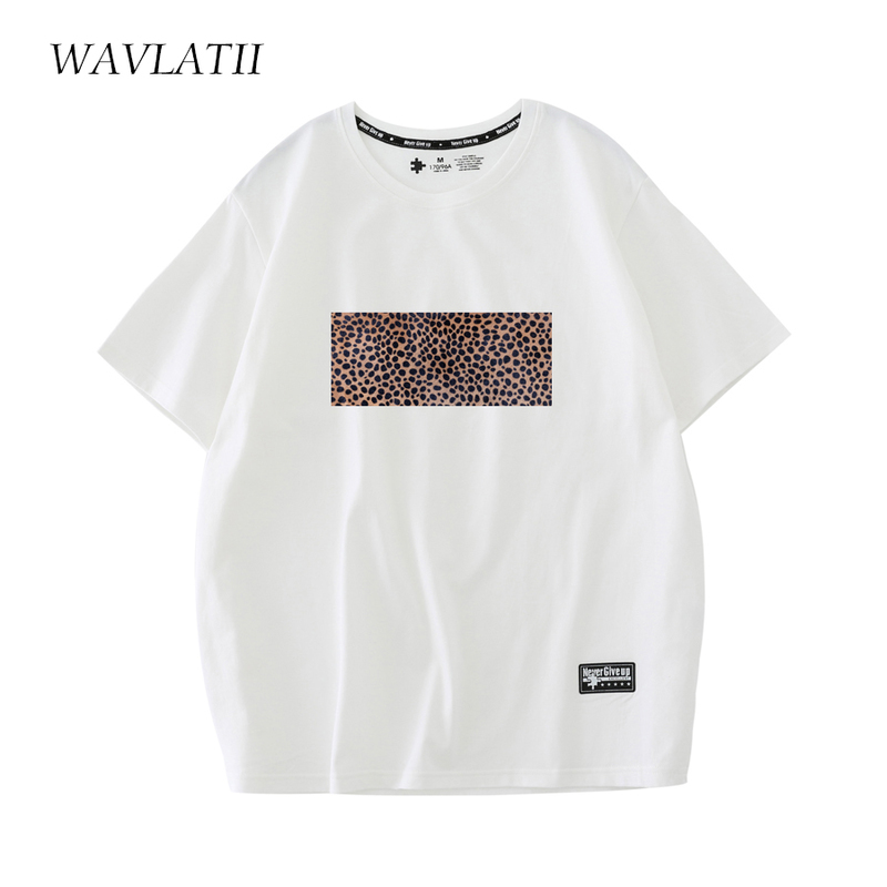 

WAVLATII Women Leopard Printed T Shirts Female White Fashion Streetwear 100% Cotton Black Tees Tops for Summer WT2209 220615, Dark grey