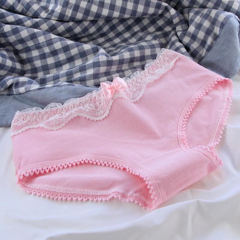 

Women's Panties Vintage Lace Trim Gray Black Ladies Cotton Cute Crotch PantiesWomen's, Style 1
