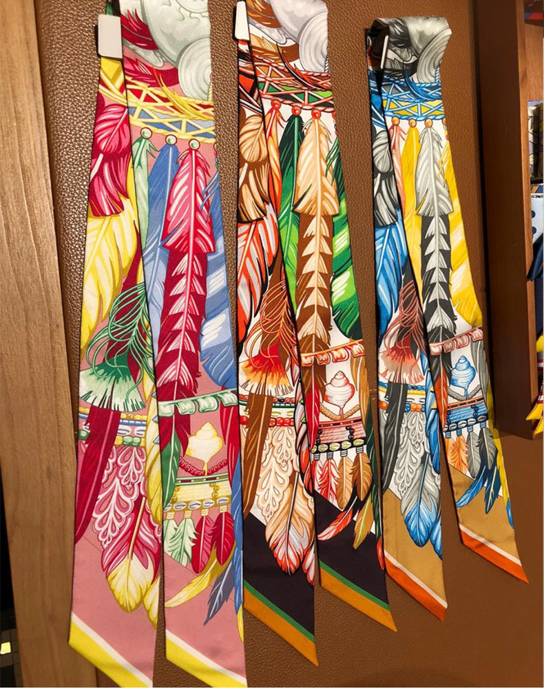 

Silkworm silk 18 mm silk scarf women's French retro binding bag small long ribbon decorative headband H versatile