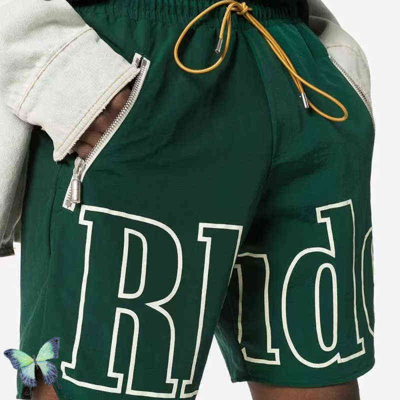 

Rhude Shorts Men Women Rh Short Pants Mesh Breechcloth Long Yellow Drawstring H1210