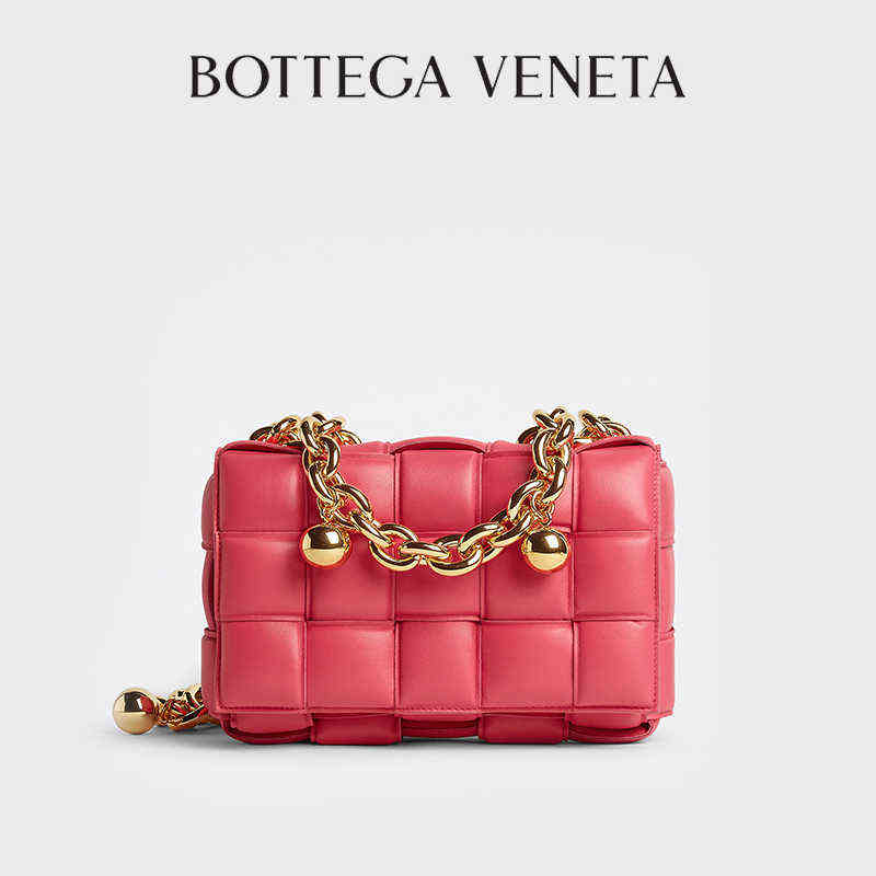 

women 2022 venetas designer bags bottegas bag portable classic fashion cassettes metal thick chain woven square pillow sense messenger female AZUI, Lollipop powder