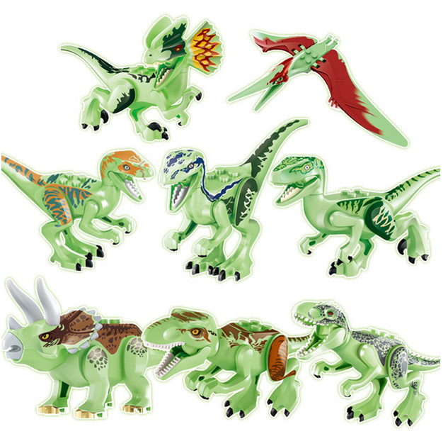

Wholesale Jurassic Dinosaur World Building Blocks Series Velociraptor T-Rex Triceratops Figure Bricks Noctilucence Toys Crystal Diamond Gifts