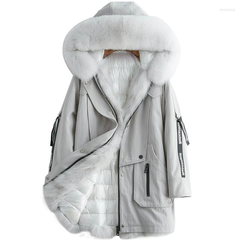 

Women' Wool & Blends 2022 Send Overcome Woman Winter Hair Lead Bai Yarong Long Fund Removable Leather And Fur Loose Coat, Glacial ash
