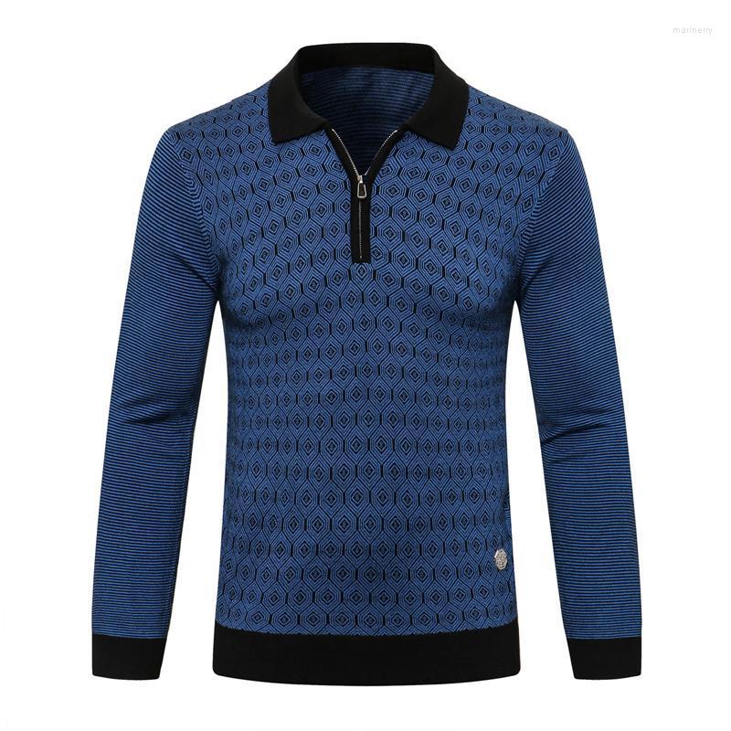 

Men's Sweaters Sweater Wool Men's 2022 Autumn Winter Warm Fashion Zipper Printing Splicing Elasticity Big Size -5XL LapelMen's MeMen's, Blue