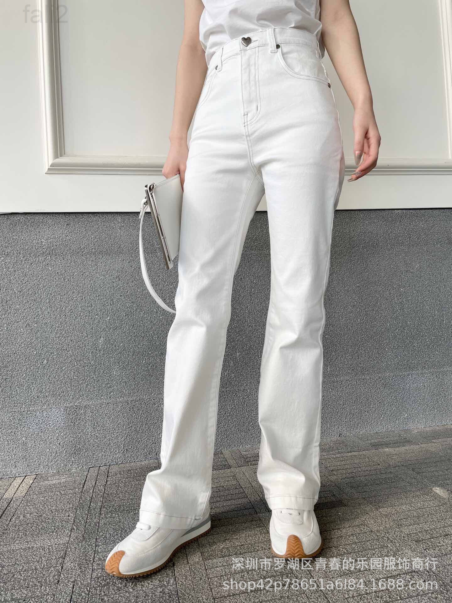 Women&#039;s Jeans designer Bv21ss new back pocket triangle heart letter button high waist micro horn solid color jeans women 3U9E-image-759717165