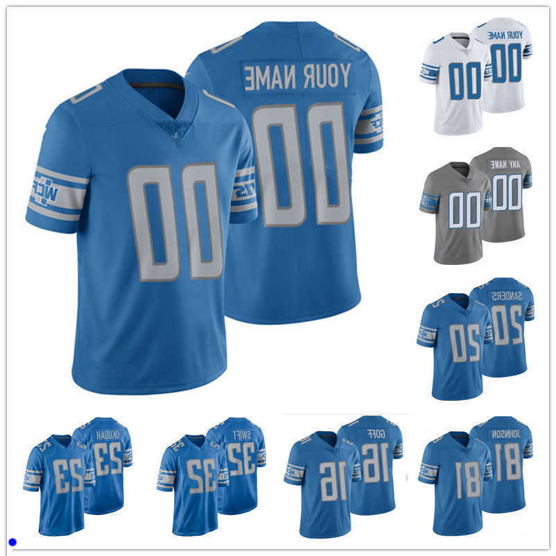 

97 Aidan Hutchinson 18 Jameson Williams custom Detroit''Lions''20 Barry Sanders 16 Jared Goff 32 D'Andre Swift 23 Jeff Okudah Football, Color