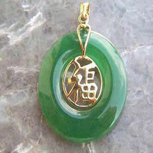 

Women Gold Plated Donut Fortune Jade Pendant Lucky Jewelry For Party, Red