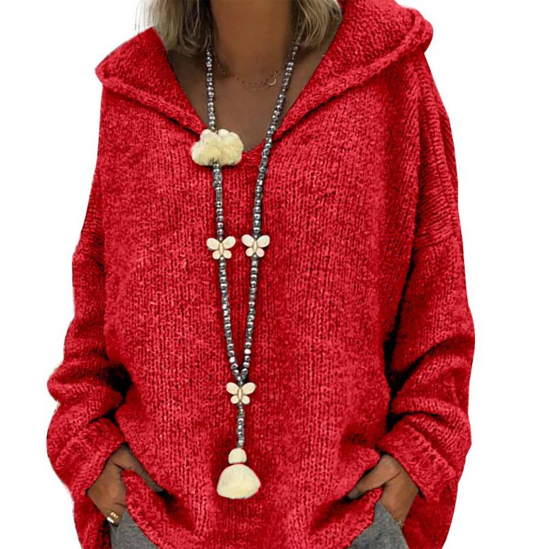 

Women' Sweaters Women Autumn Solid Color Loose Hooded Knitted Sweater Pullover Sweatshirt Top Style Easy Match Different Look SWomen, White