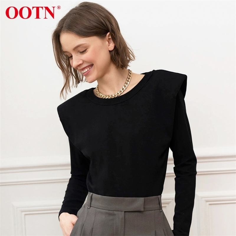 

OOTN Cotton T Shirt Women Long Sleeve Shirt Female Top Casual Black TShirt O Neck Solid Spring Summer Tshirt Tee Fashion Y200412
