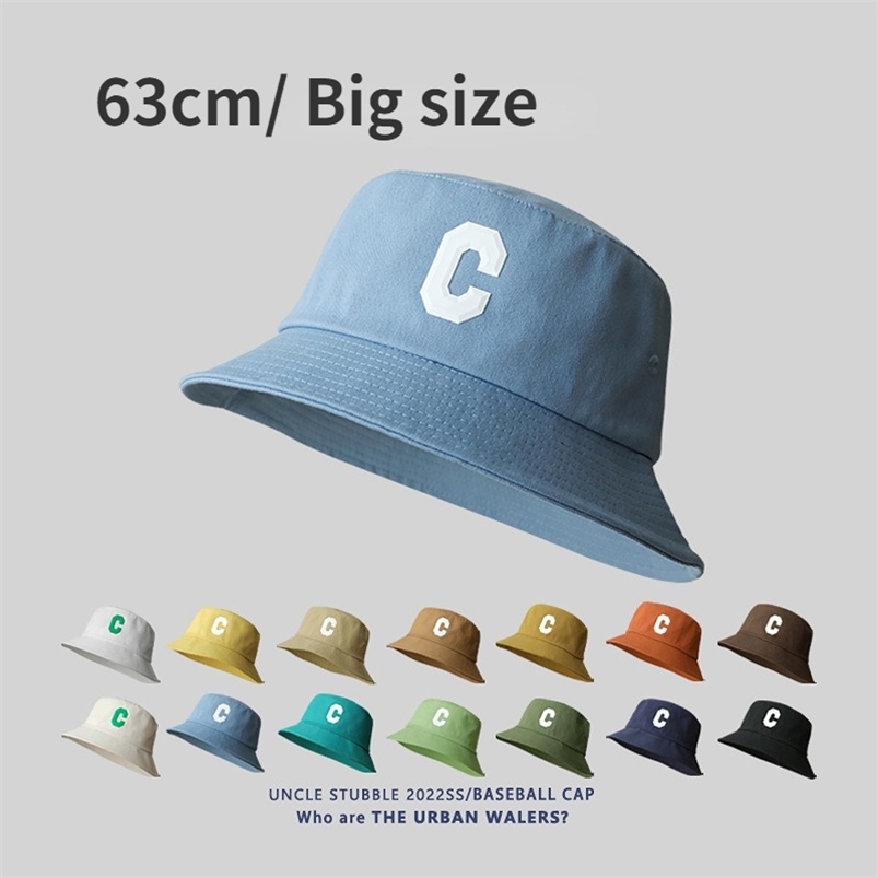 

Big Head XL Bucket Hats 63CM for Men Women Bob Four Seasons Fisherman Hat Letter Sunshade Hat Large Size Bucket Hat Wholesale 220624, Apricot