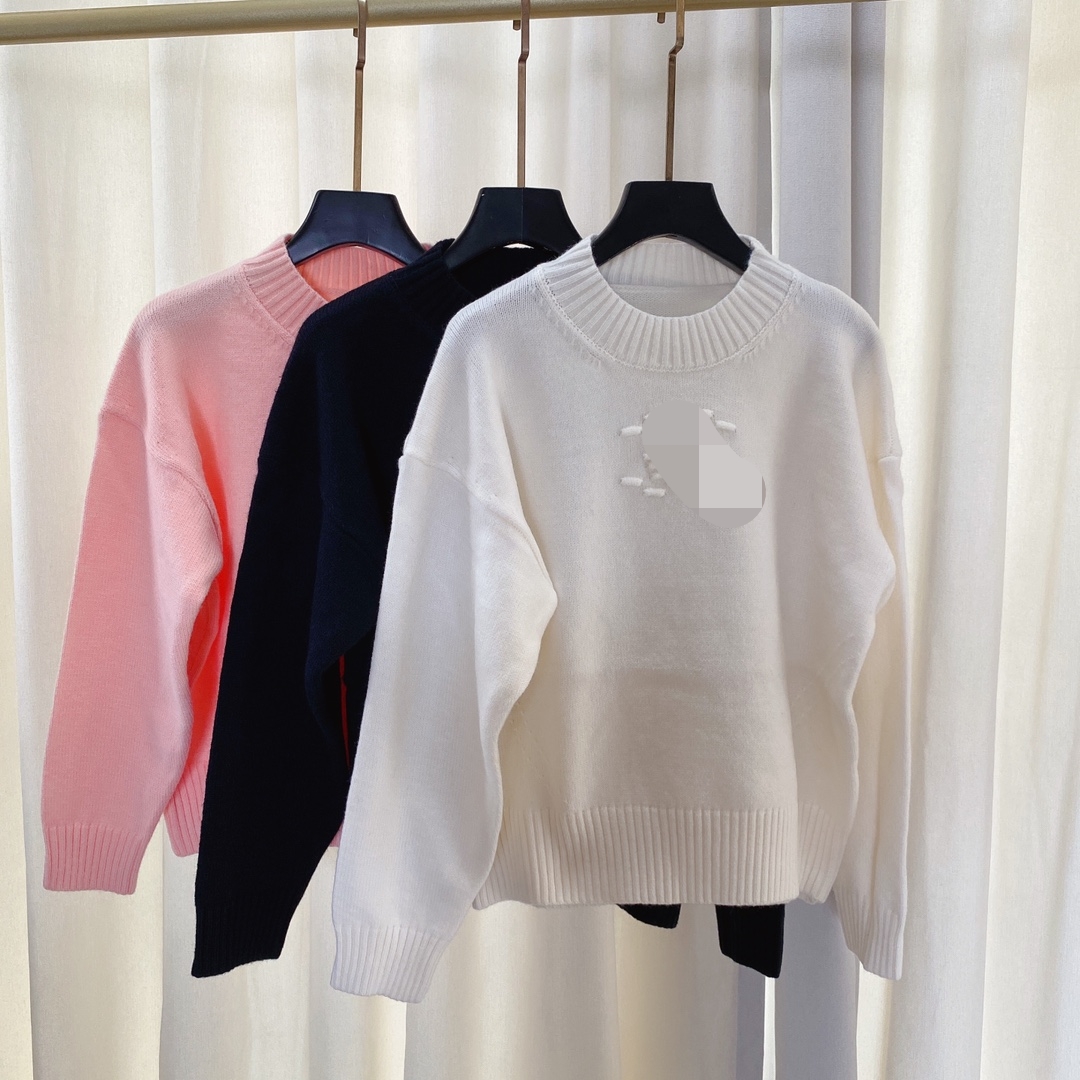 

809 L 2022 Milan Runway Autumn Summer Brand Same Style Sweater Crew Neck Pullover Black White Long Sleeve High Quality Womens meiyi