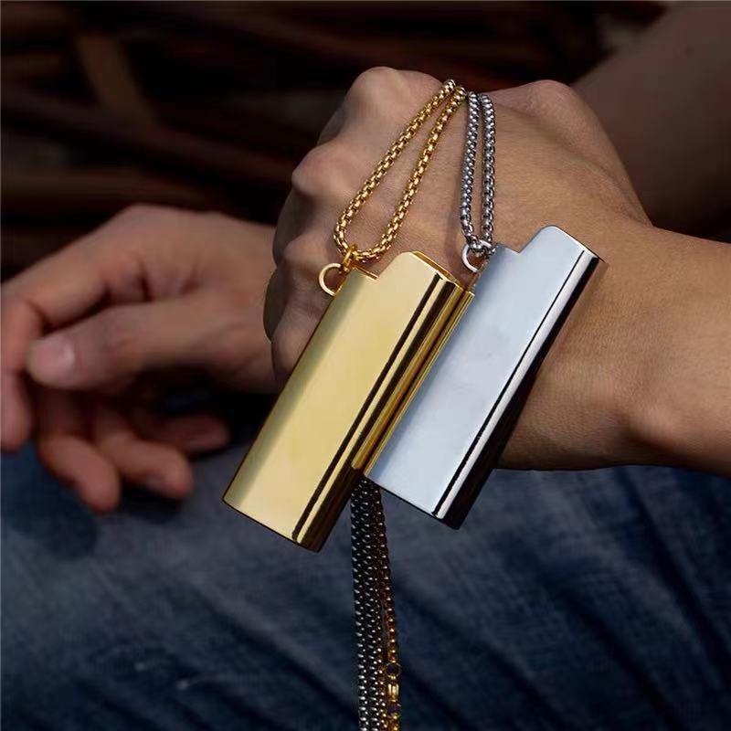 Pendant Necklaces Creative Hip Hop Rap Lighter Case Can Be Inserted Into A Chain Necklace Accessories Gift For Men-image-768221271