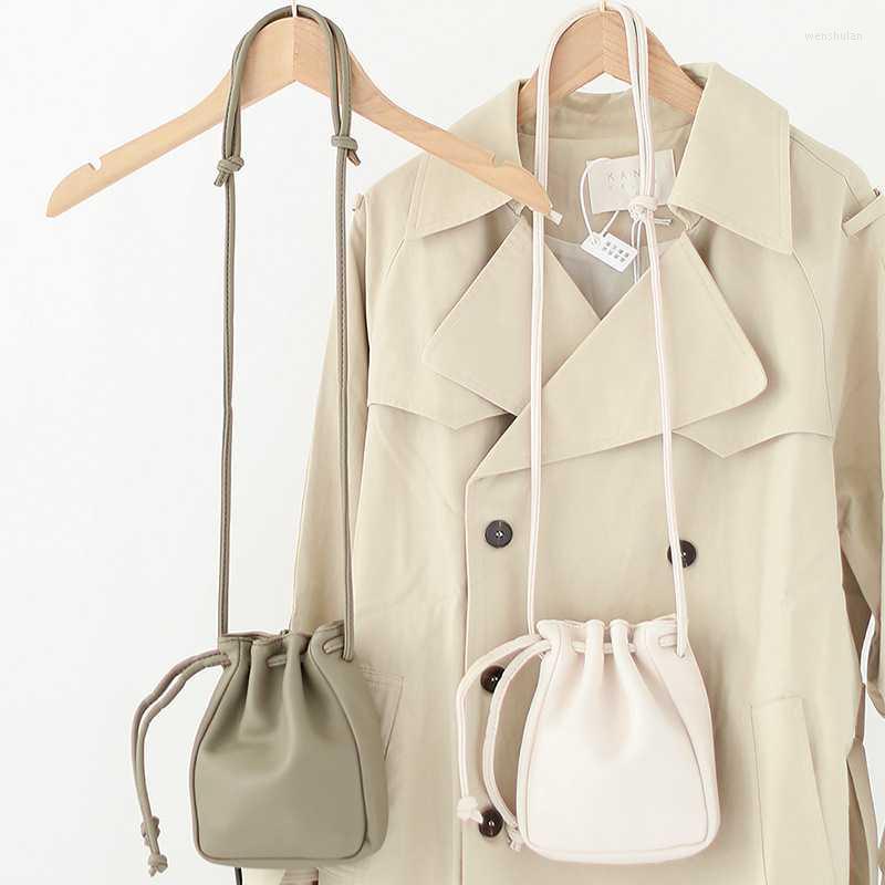 

Evening Bags Korean Fashion Mini Drawstring Shoulder Bucket Phone For Women Female Simple Crossbody Ladies Purses HandbagEvening, Green