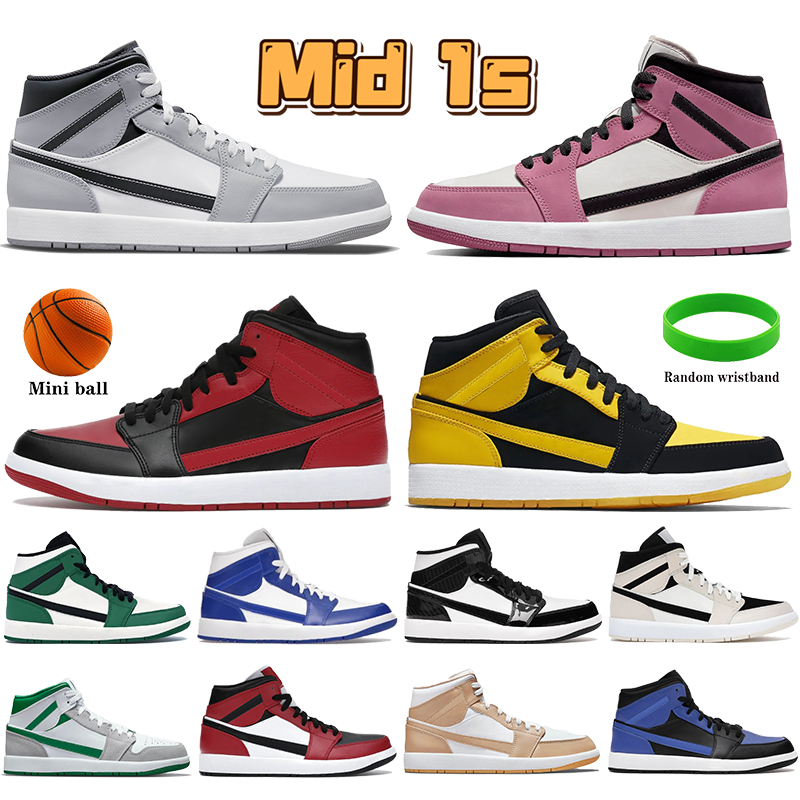 

2022 Mid 1 1s mens basketball shoes Kentucky university blue black white light smoke grey 2.0 berry pink Carbon Fiber hyper royal UNC Barely Orange men women Sneakers, 48 shoe box