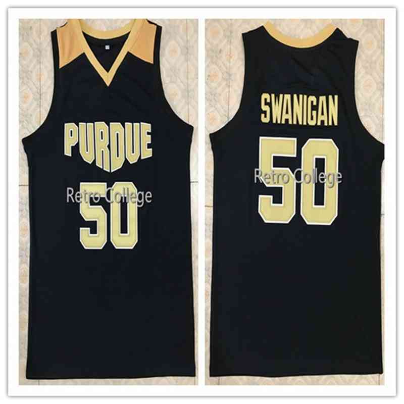 

#50 Caleb Swanigan Purdue Boilermakers Retro College Top Basketball Jersey Stitched Sewn Any Number and Name Xs-6xl Vest Jerseys Throwback Shirt, Black