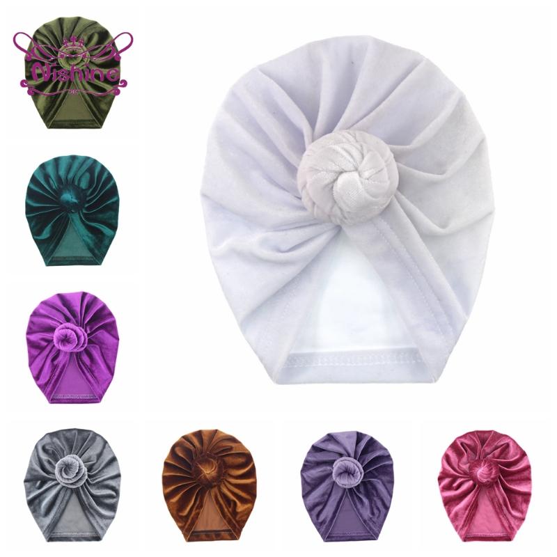 

Berets 1 PCS Autumn And Winter Soft Skin-friendly Warm Golden Velvet Hats Solid Color Handmade Knotted Baby Beanie Caps Birthday Gifts, 10