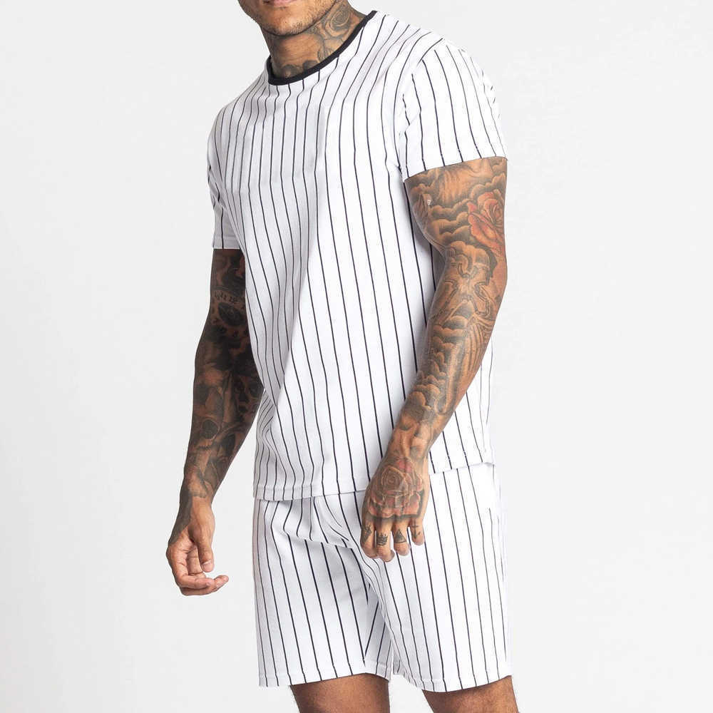 

newMen' T-Shirt Tracksuit Summer Tracksuit Fashion Streetwear Men Sets Casual Hip Hop Round Neck T-shirts ShortsL{category, White