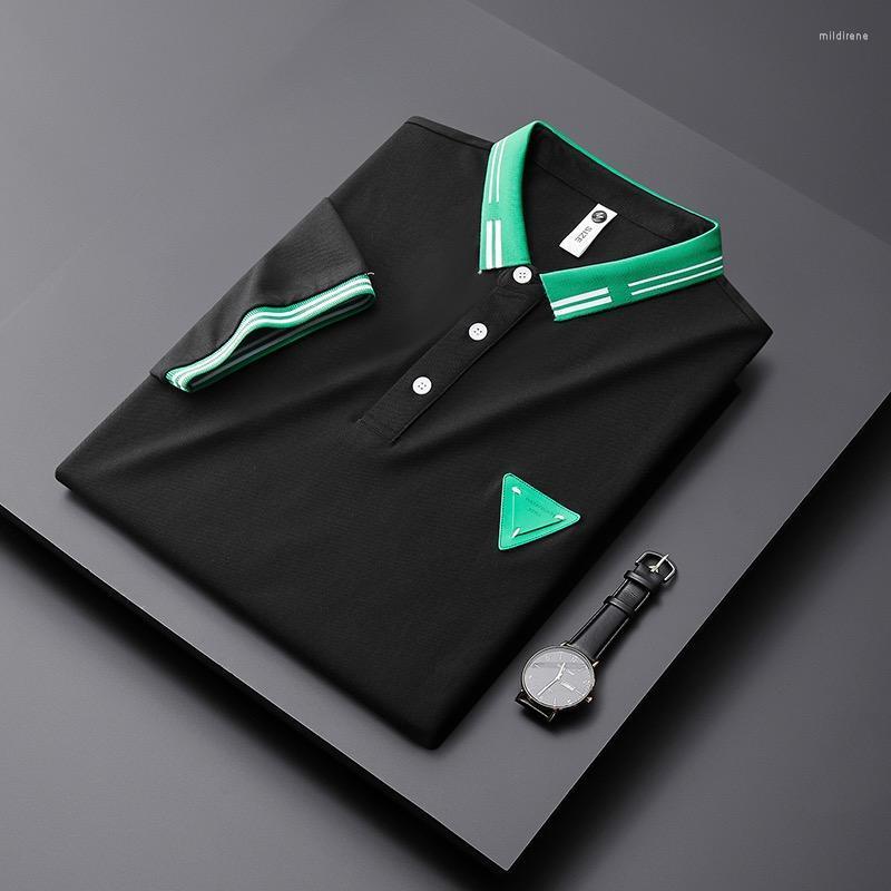 

Men's Polos High End Fashion Color Matching Men's Shirt 2022 Summer Short Sleeve T-shirt Youth Casual Lapel TopMen's Men'sMen's Mild22, Black