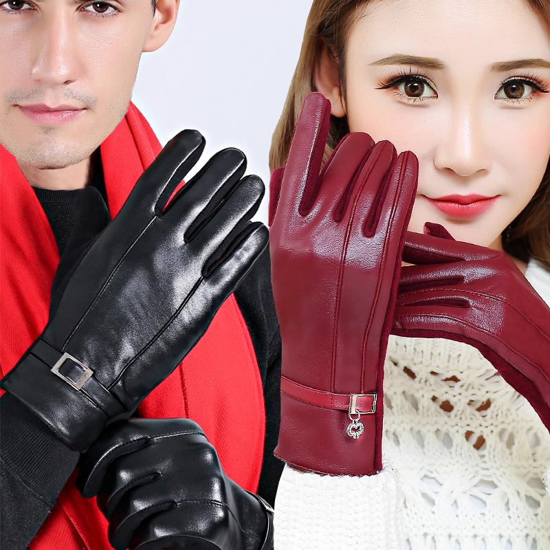

Five Fingers Gloves 2022Outdoor Winter Touch Screen Warm Riding Driving Leather Non Inverted Velvet Wind Proof Plush