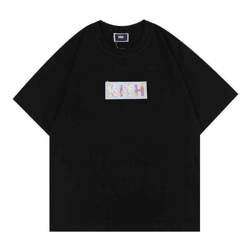 

22ss High Street Ins Tide Brand Kith Men' T-shirts Classic Letter Print Tee Men and Women Loose Couple T-shirt Round Neck Short-sleeved 131a1, 3 white