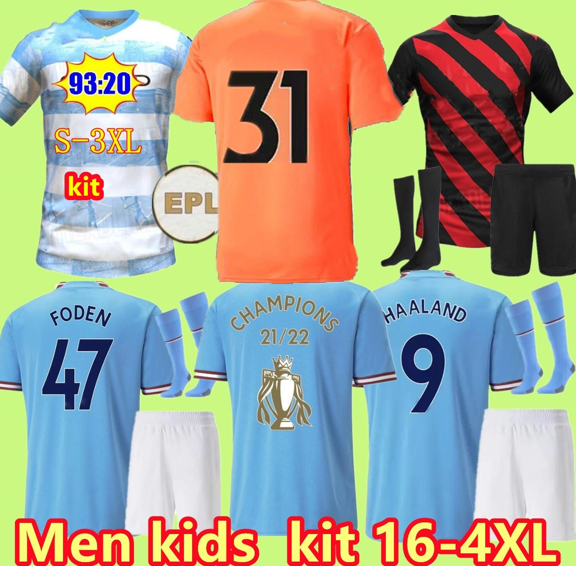 

FANS PLAYER ManCNEstER HAALAND SOCCER JERSEYS DE BRUYNE FODEN 22 23 GREALISH City MANS CITIES MAHREZ FERRAN 2022 2023 football shirts uniform Men Kids 16-4XL666, Player version