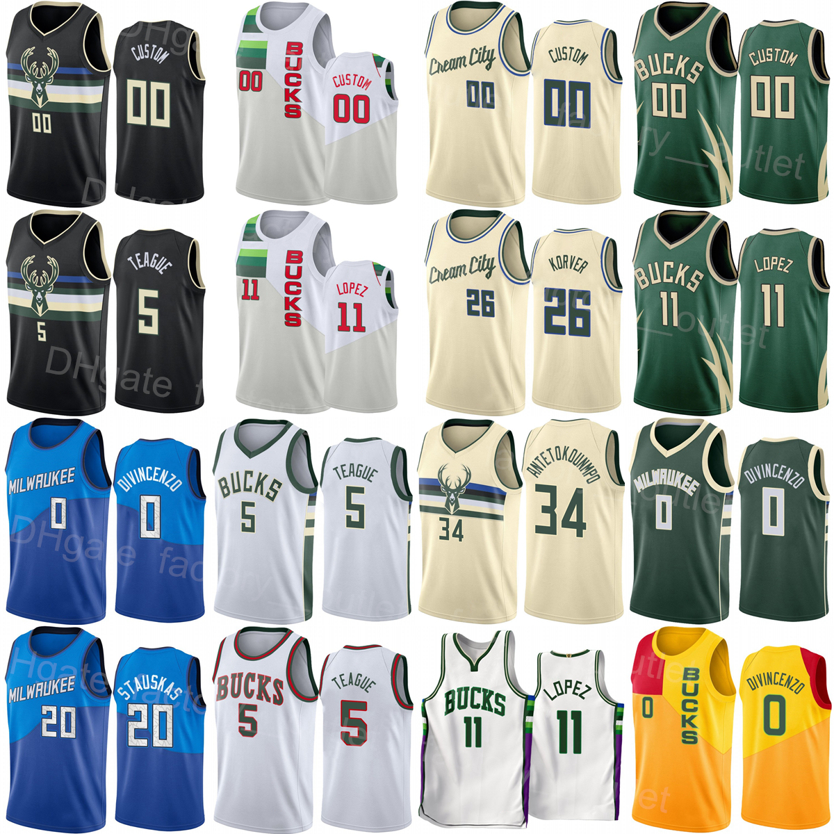 

Screen Printed Basketball Brook Lopez Jersey 11 Nwora 13 Thanasis Antetokounmpo 43 Serge Ibaka 25 Jevon Carter 5 Wesley Matthews 23 Pat Connaughton 24 Black Green, Yellow