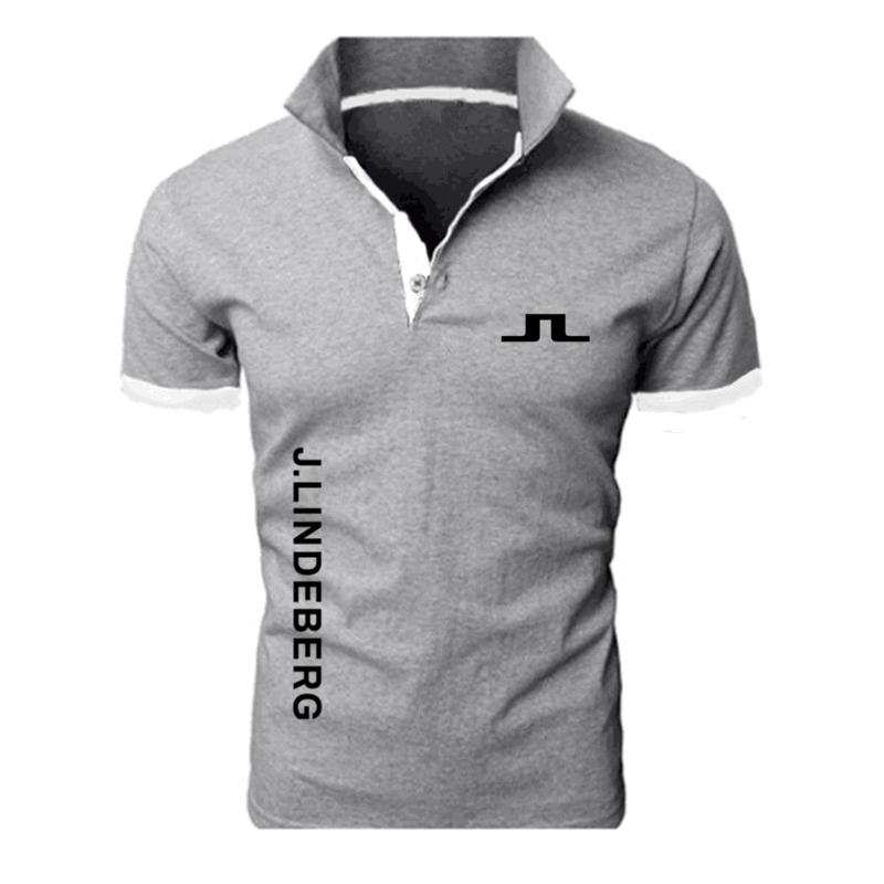 

J LINDEBERG Golf print Cotton Polo Shirts for Men Casual Solid Color Slim Fit s Polos Summer Fashion Brand Clothing 220630, Navy yellow-h