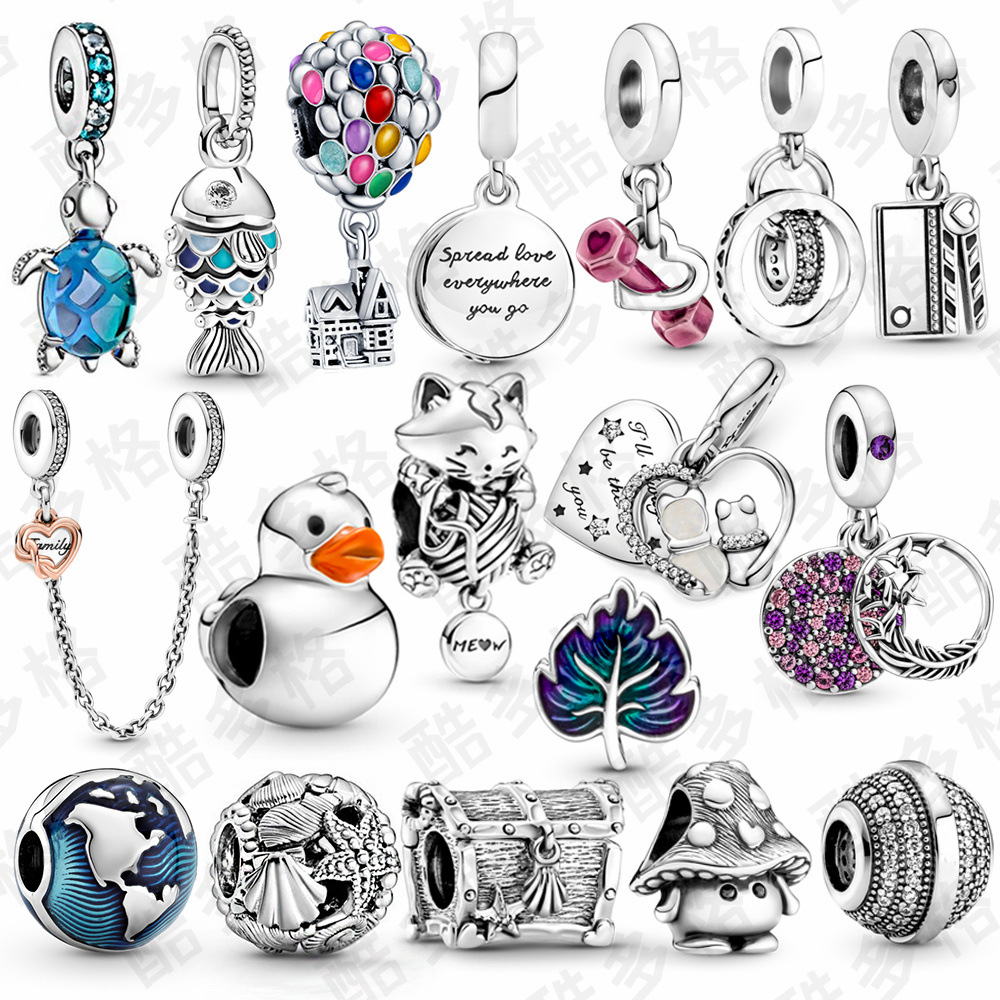 

New 925 Sterling Silver Fashion girl love Hearts violin Flower Pendant DIY beads Charm Fit Original Pandora Charm Bracelet Jewelry lady gift