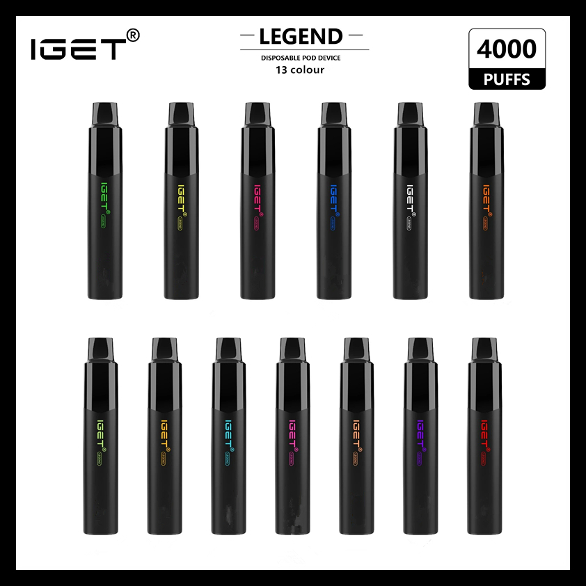 

100% Original IGET LEGEND Pen Electronic Cigarettes Device Battery 12ml Pods 1500mAh Vapors 4000 Puffs Kit VS bar XXL PLUS SHION MAX