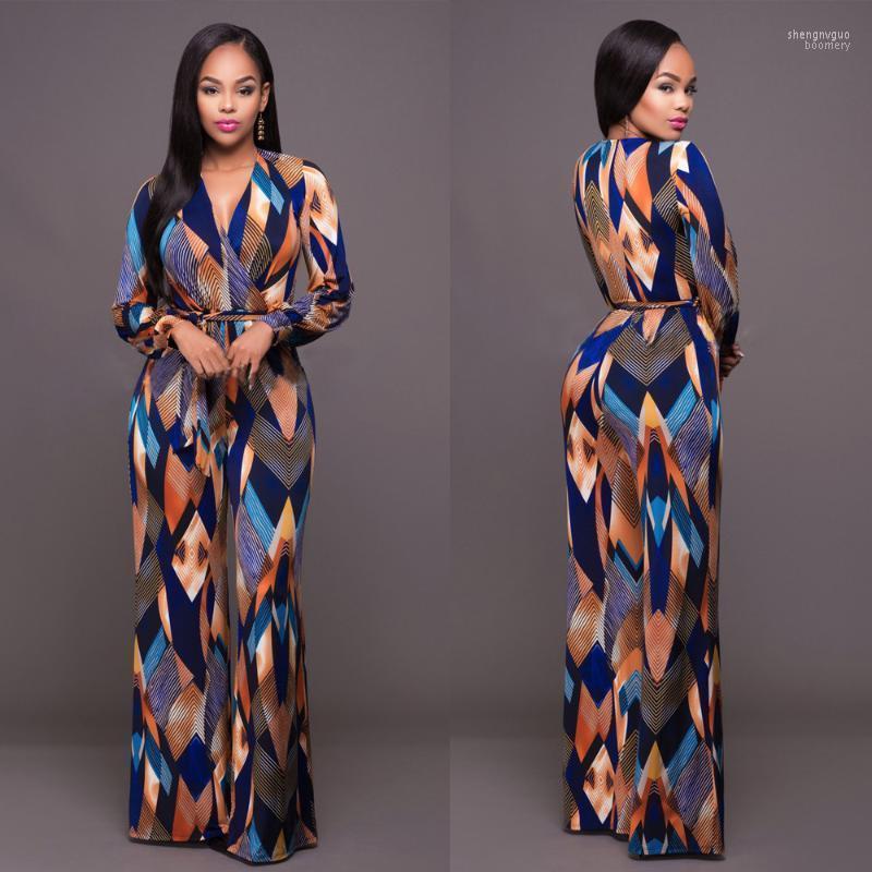 

Women' Jumpsuits & Rompers For Women 2022 European American Fashion Digital Printed Long-sleeved Sexy V-neck Ladies Strappy Jumpsuit Overol, As pic