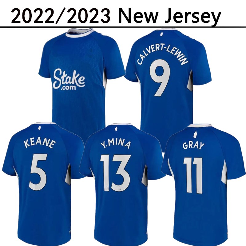

22 23 Everton home soccer jerseys CALVERT-LEWIN GRAY TOWNSEND DOUCOURE Y.MINA HOLGATE MYKOLENKO GORDON 2022 2023 Away black third football shirt men kids kit set