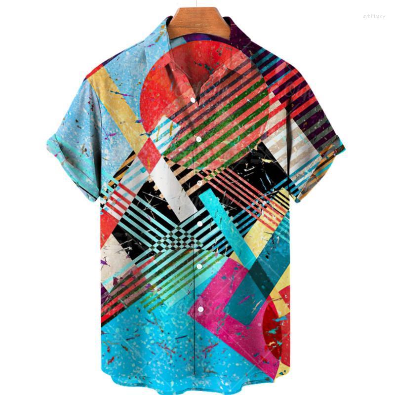 

Men' Dress Shirts Colorful Hawaiian Shirt Summer 3d Print Casual Loose Top V-neck And One Button Beach Style Big Discount 5xlMen' Sybi22, Zl-3093