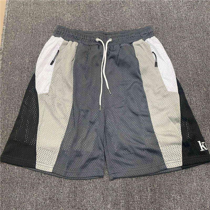 

Side Zip Pockets Patchwork Breeches Sweatpants Kith Mesh Breathable Shorts