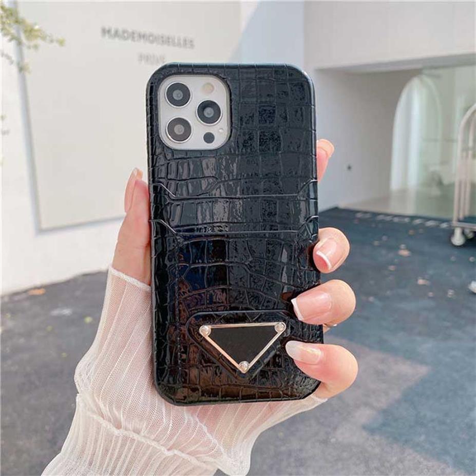 

Crocodile Leather Luxury Designers Card Hold Phone Cases For iphone 13 Pro Max 12 11 XS XR X 8 7 Plus Fashion Design Classic Back 2765, Black prd