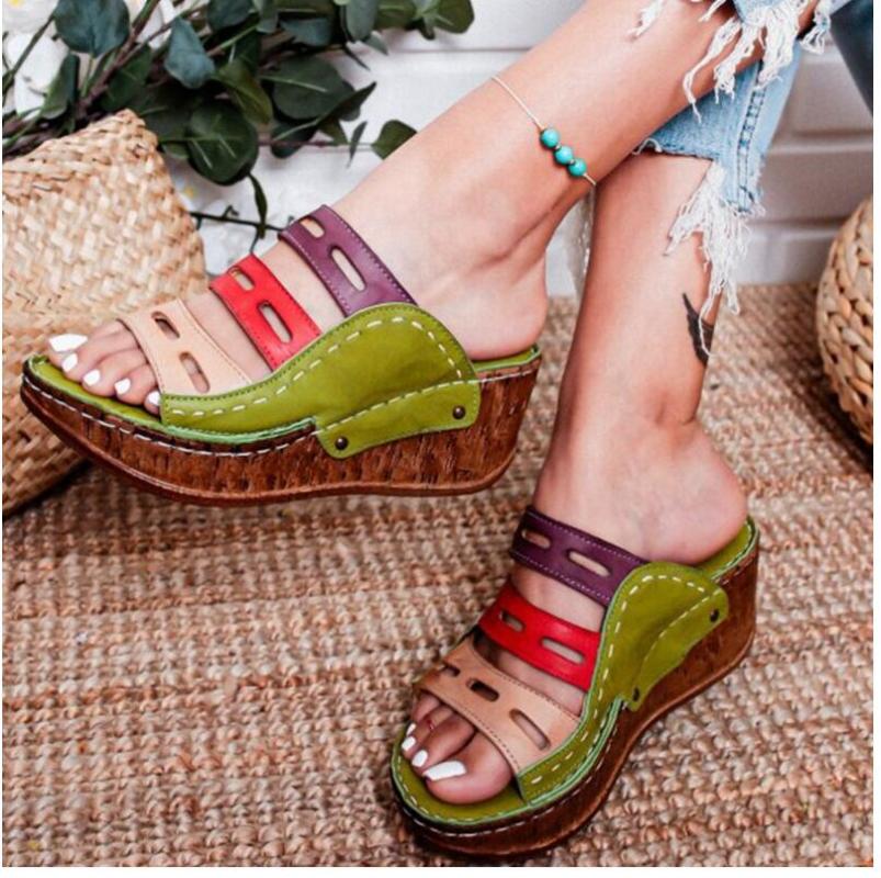 

Slippers 2022 Women Sandals Summer Shoes Woman Plus Size 43 Heels For Wedges Casual Gladiator Sandalen Dames, Blue