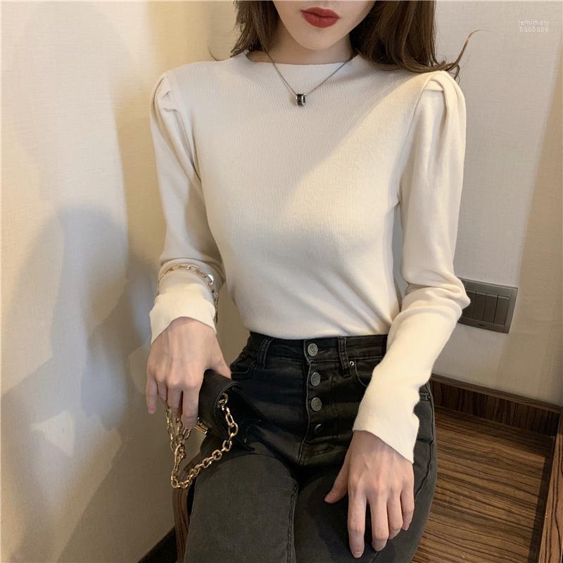 

Women's Sweaters Korean Sweater Women Autumn Winter Puff Sleeve Solid Slim Pullover Warm Knitted Pull Femme Jemi22, Purple