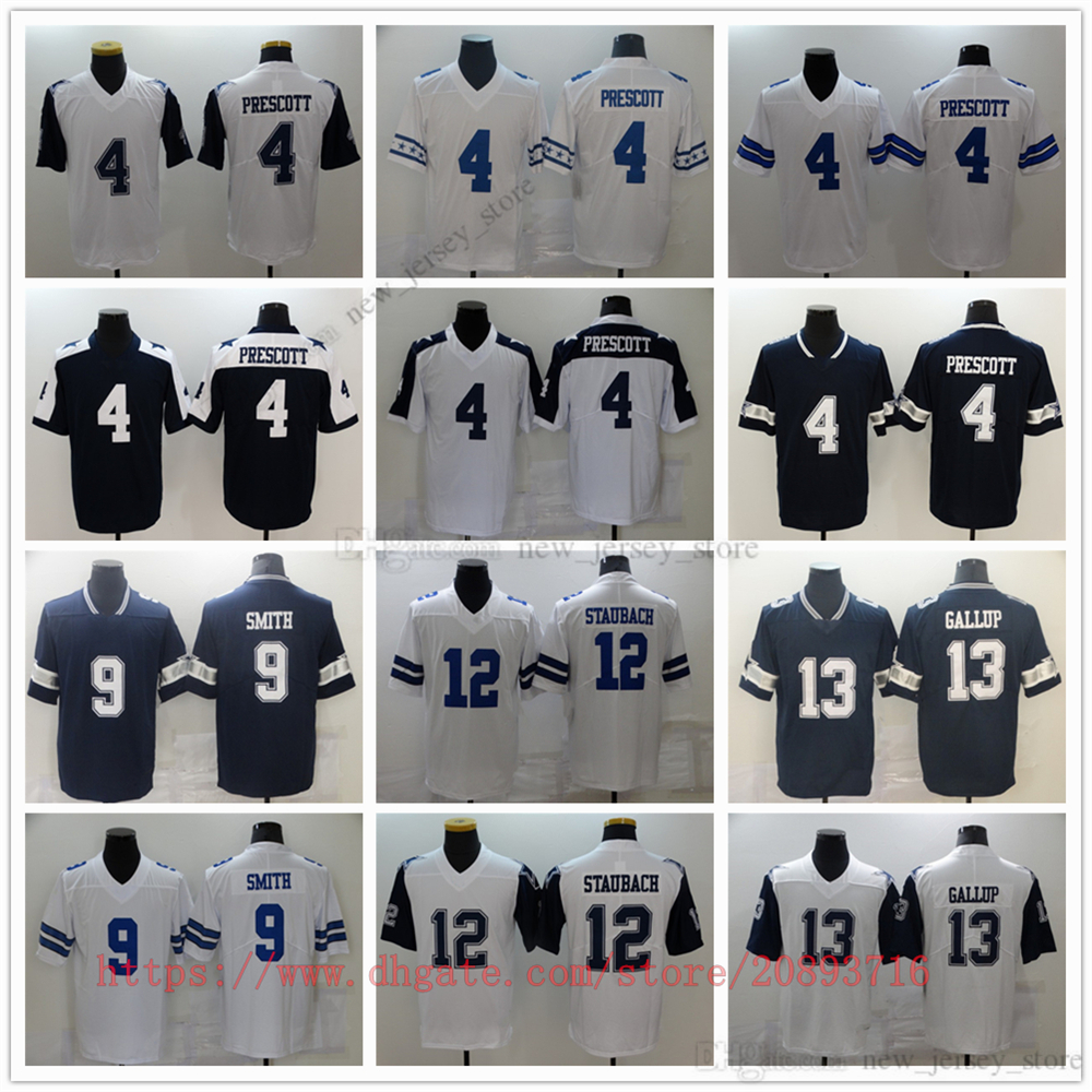 

Movie College Football Wear Jerseys Stitched 4 DakPrescott 9 JaylonSmith 12 RogerStaubach 13 MichaelGallup Breathable Sport High Quality Man, As picture (with team logo)