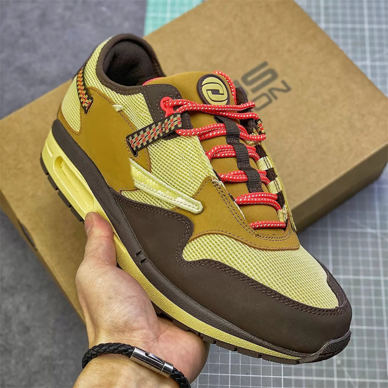 

Brand Shoes Travis Scotts x 1 Cactus Jack Mens Casual Womens Baroque Brown Lemon Drop Wheat Chile Red Designer Sports Sneakers US5.5-12, Top quality