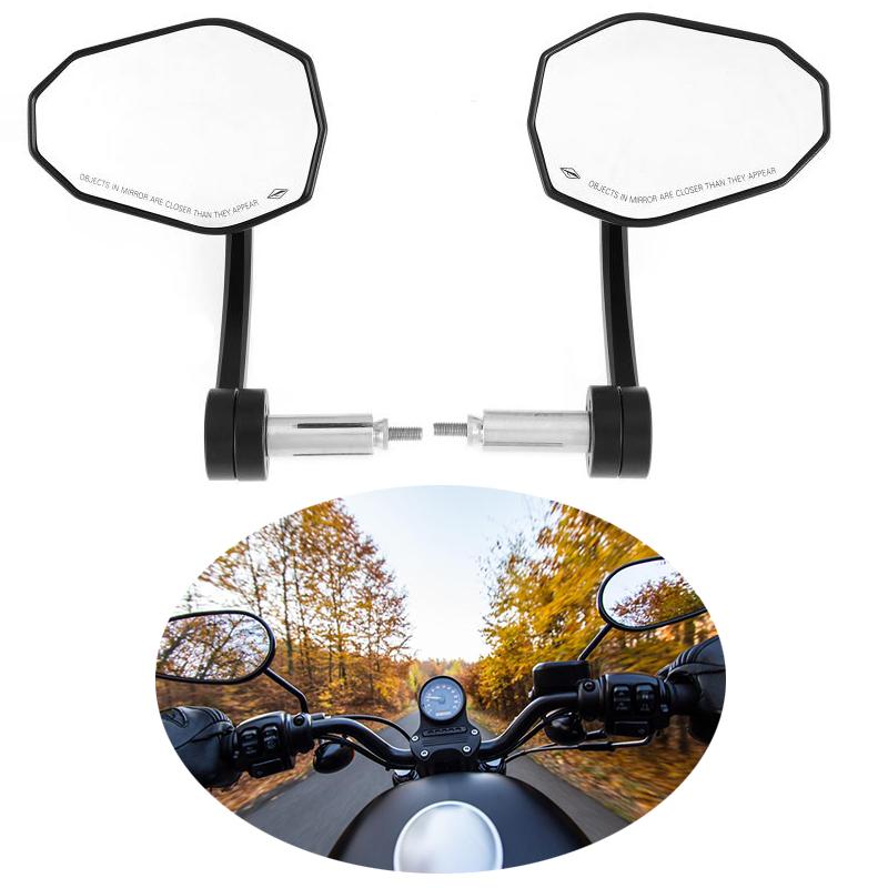 

Motorcycle Mirrors 7/8" 22mm CNC Universal Rearview Mirror Side Handlebar Bar End Black Rear View 831AMotorcycle
