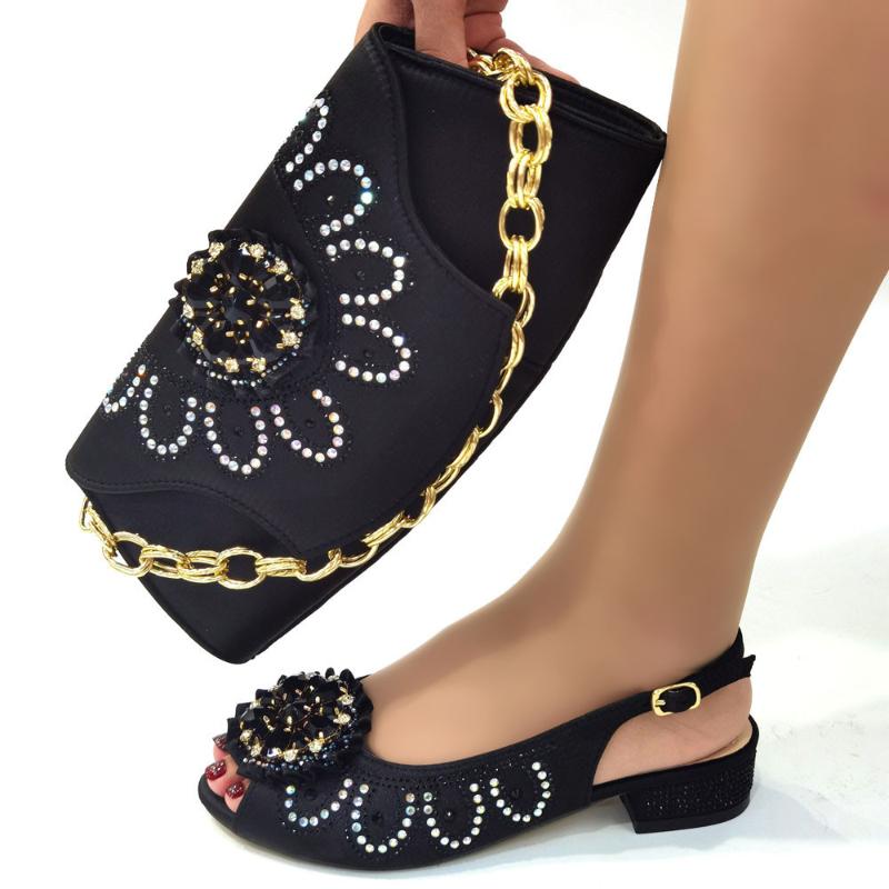 

Dress Shoes Latest Sandals For Party Wedding Matching And Bag Set Decorated With Rhinestone Bride Closed Toe HeelsDress, Pink