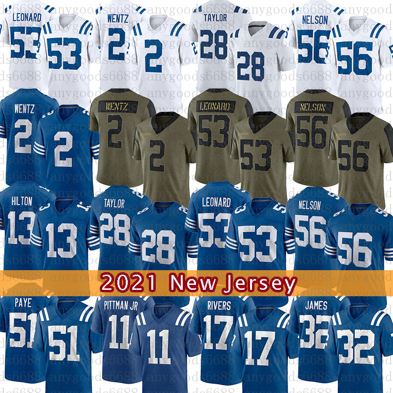 

Men Jonathan Taylor Football Jersey Matt Ryan Quenton Nelson Darius Leonard Michael Pittman Jr. Alec Pierce Kenny Moore II Rodrigo Blankenship Bernhard Raimann, 2021 mens-xm