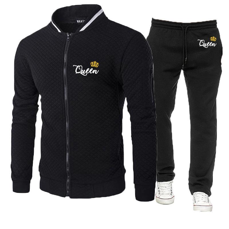 

Men's Tracksuits 2022 Men Her King His Queen Lover Zipper Jacket Couple Sweatpants Fitness Qym Cotton Comfortable Sport Suits