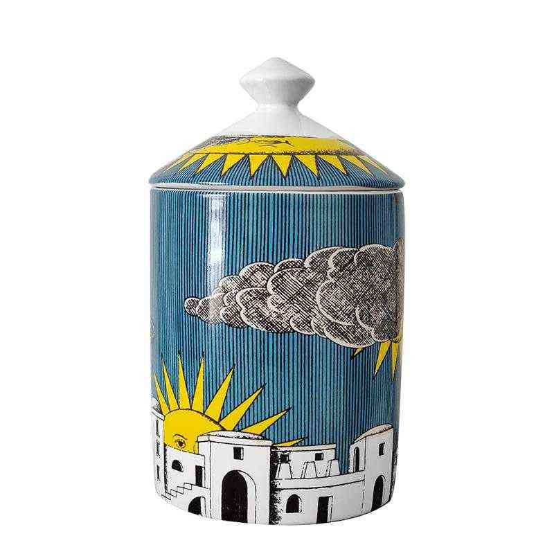 

Creative Female Facial Decorative Jar Empty Candle Holder Lady Face Makeup Pen Cotton Swab Storage Box with Cover Ceramic Crafts H220419