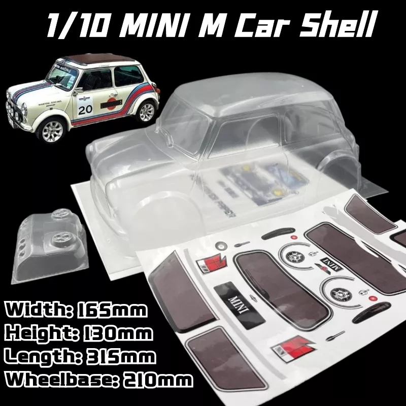 

1/10 MINI Classic M Car Shell PVC RC car Body 210mm Wheelbase 165mm Width 315mm length Transparent Clean For MST TAMIYA CARTEN 3R Toy parts