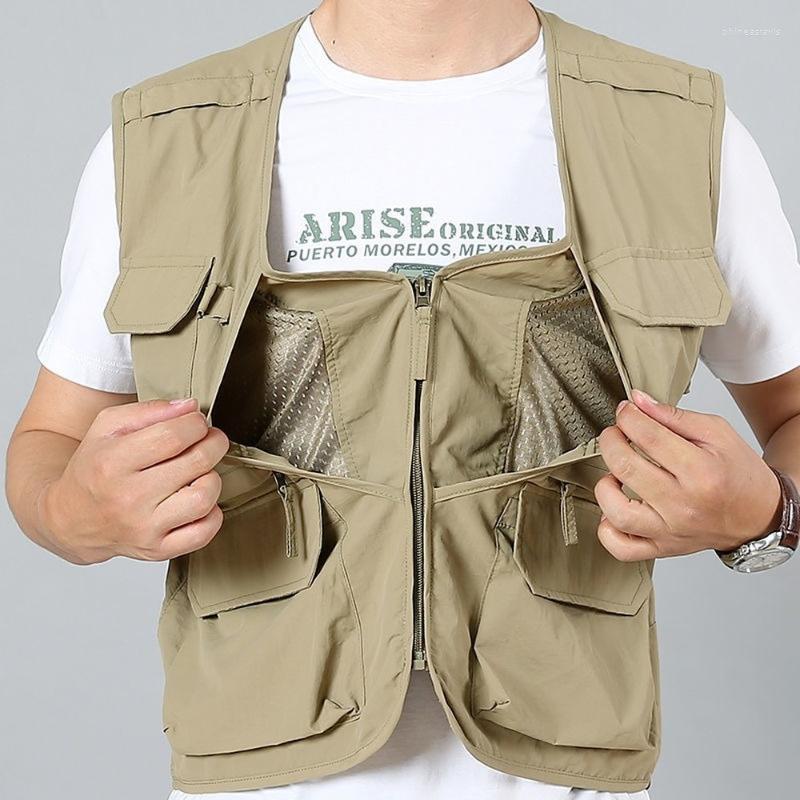 

Men's Vests Mens Summer Mesh Vest Quick-Drying Outdoor Work Fishing Travel Po With Pockets Cargo Jacket Multi PocketsMen's Phin22, Grey