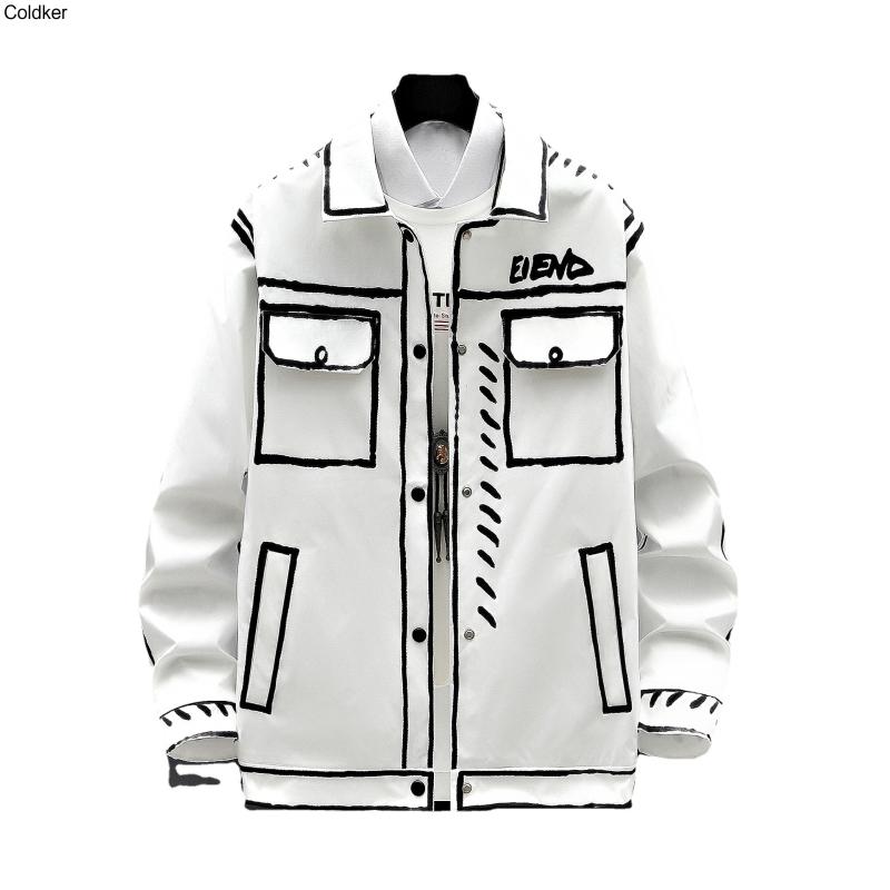

Men's Jackets Korean Mens Clothing White Coat Spring Casual Jacket Black 3XL Male Slim Fit Street Fashion OutwearMen's