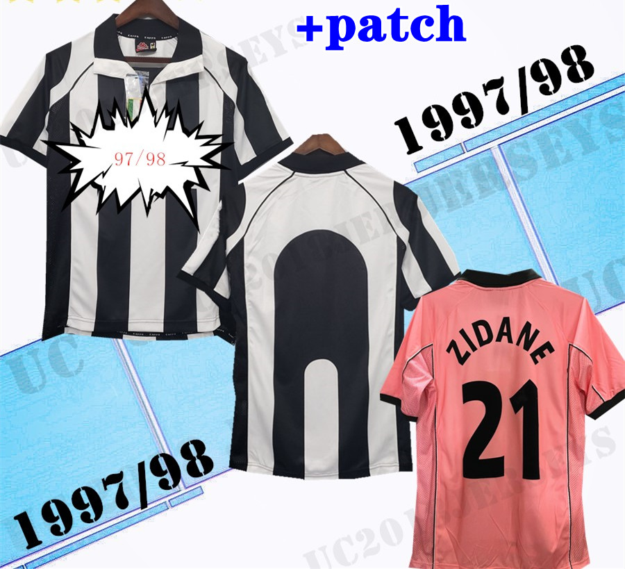 

1997 1998 Home away 3rd Pink Shirt Retro soccer jerseys Zidane #21 Di Livio Deschamps Del Piero 97 98 tus classic Retro football shirts, 97/98 home