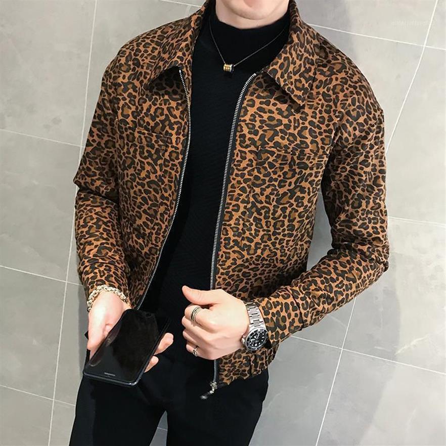 

2020 Autumn New Men Leopard Jacket And Coat Fashion Designer Men's Leather Jacket Zipper Pilot Men's Club Clothing11975, Green