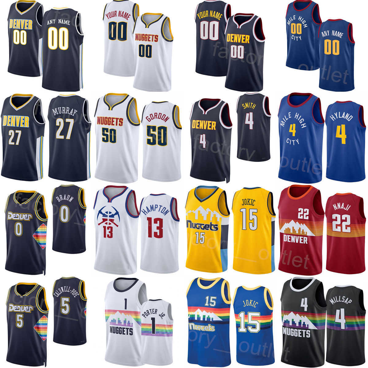 Icône de basket-ball gagnée Maillot Christian Braun imprimé classique 0 Peyton Watson 8 DeMarcus Cousins 4 Zeke Nnaji 22 Ish Smith 4 Kentavious